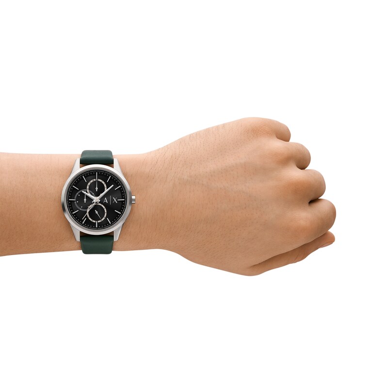 Main Image 5 of Men’s Armani Exchange Dante Green Leather Strap Watch with Black Dial (Model: AX1883)