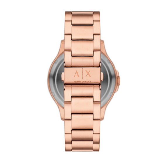 Menâs Armani Exchange Rose-Tone IP Automatic Watch with Black Skeleton Dial (Model: Ax2456)