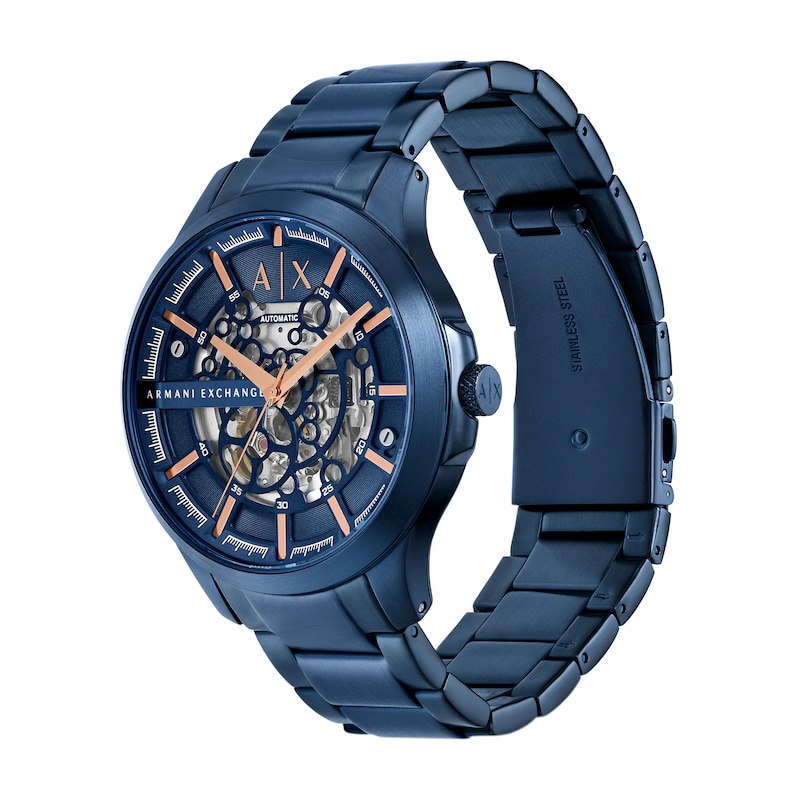 Main Image 4 of Men’s Armani Exchange  Blue IP Automatic Watch with Blue Skeleton Dial (Model: AX2457)