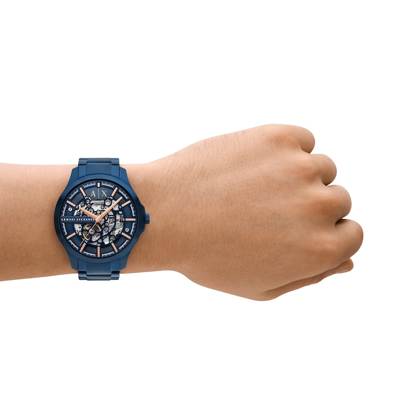 Main Image 5 of Men’s Armani Exchange  Blue IP Automatic Watch with Blue Skeleton Dial (Model: AX2457)