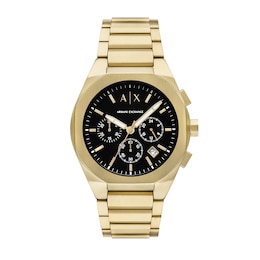 Men’s Armani Exchange Sync Gold-Tone IP Chronograph Watch with Black Dial (Model: AX4180)