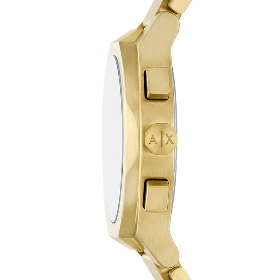Menâs Armani Exchange Gold-Tone IP Chronograph Watch with Black Dial (Model: Ax4180)
