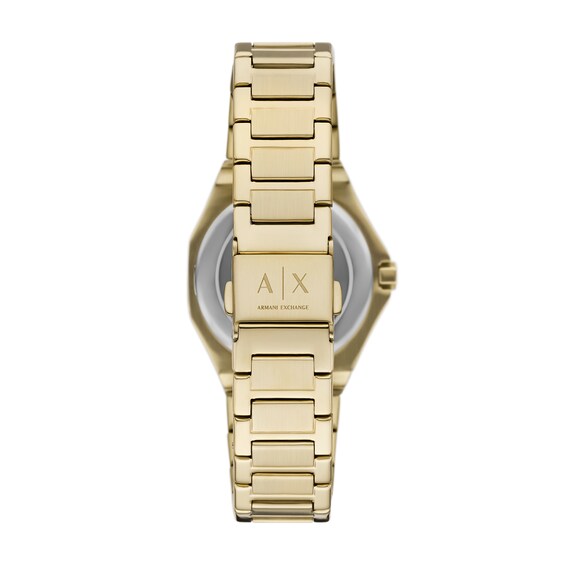 Ladiesâ Armani Exchange Crystal Accent Gold-Tone IP Watch with Grey Dial (Model: Ax4614)