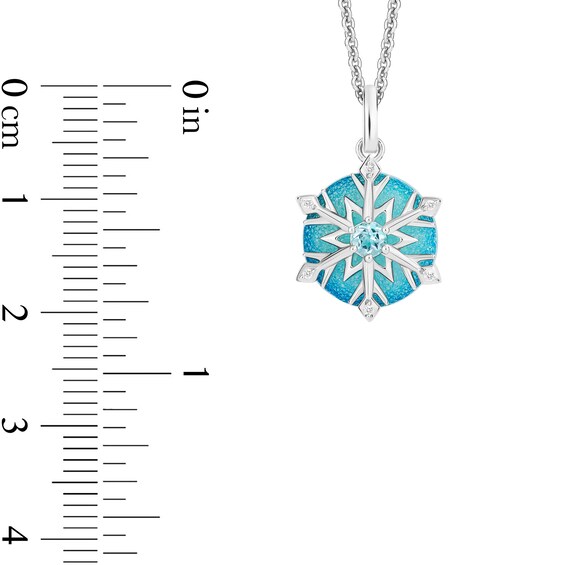 Enchanted Disney Elsa Blue Topaz and Druzy with Diamond Accent Snowflake Pendant and Earrings Set in Sterling Silver