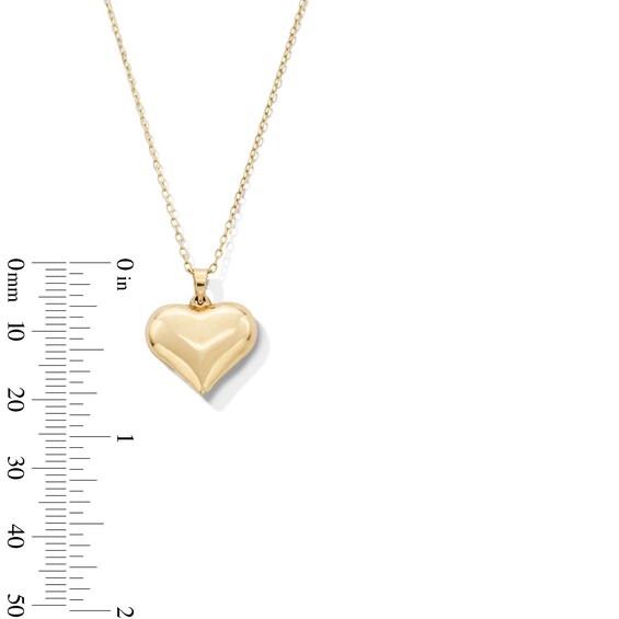 Puff Heart Pendant in Hollow 10K Gold