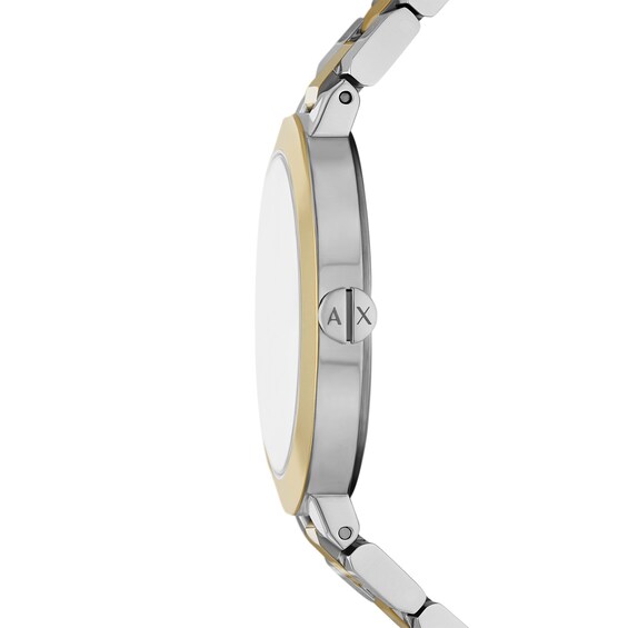 Ladiesâ Armani Exchange Crystal Accent Two-Tone IP Watch with Silver-Tone Dial (Model: Ax5171)