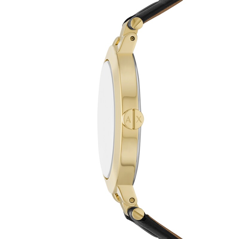 Main Image 3 of Ladies’ Armani Exchange Jackie Crystal Accent Gold-Tone IP Black Leather Strap Watch with Gold-Tone Dial (Model: AX5174)