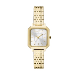 Ladies’ Armani Exchange  Gold-Tone IP Watch with Squared White Dial (Model: AX5725)