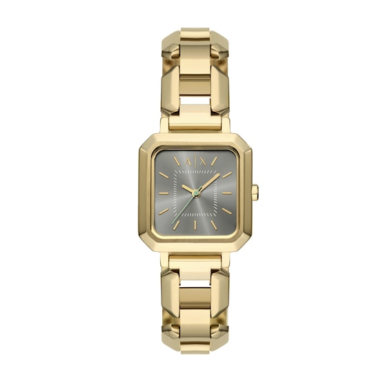 Ladiesâ Armani Exchange Gold-Tone IP Watch with Squared Grey Dial (Model: Ax5726)