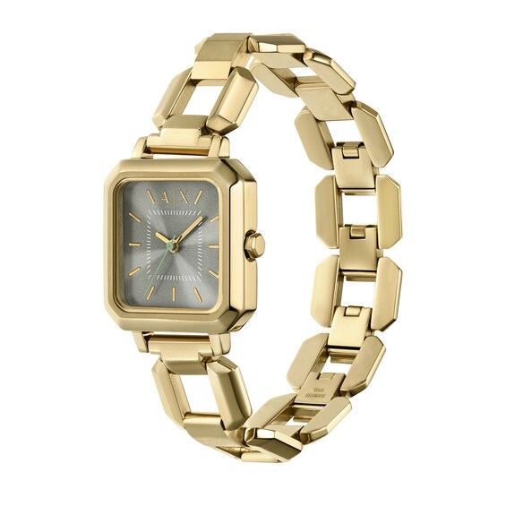 Ladiesâ Armani Exchange Gold-Tone IP Watch with Squared Grey Dial (Model: Ax5726)