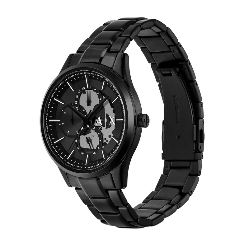 Main Image 5 of Men’s Armani Exchange  Black IP Chronograph Watch and Curb Chain Necklace Set (Model: AX7160SET)