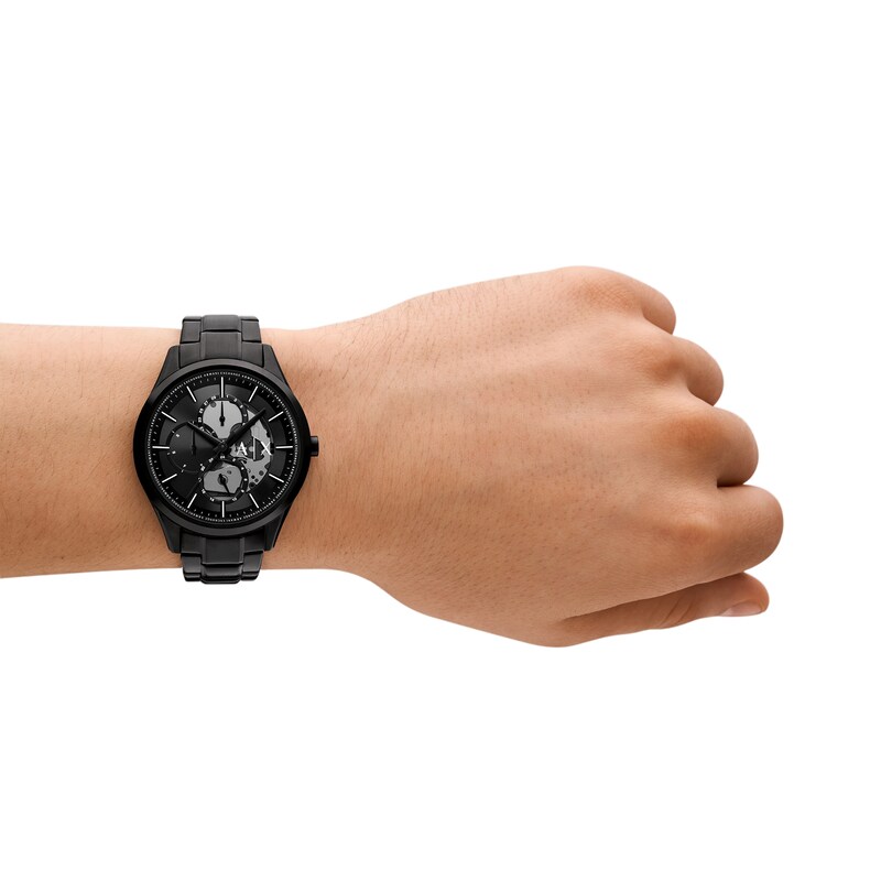 Main Image 6 of Men’s Armani Exchange  Black IP Chronograph Watch and Curb Chain Necklace Set (Model: AX7160SET)