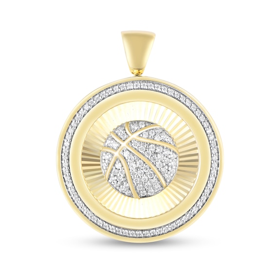 1/2 CT. T.w. Diamond Frame Basketball Medallion Necklace Charm in 10K Gold