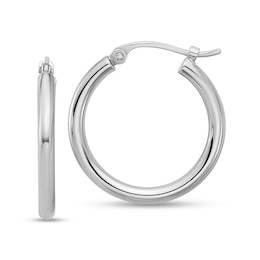 18.0mm Polished Hoop Earrings in Semi-Solid Platinum