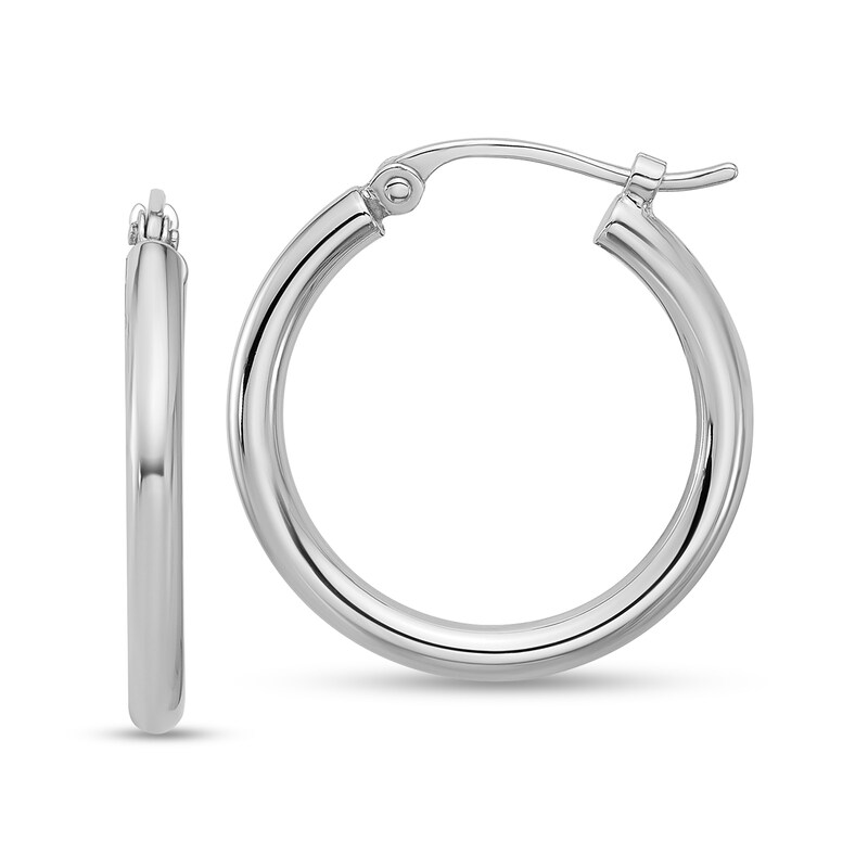 Main Image 1 of 18.0mm Polished Hoop Earrings in Semi-Solid Platinum