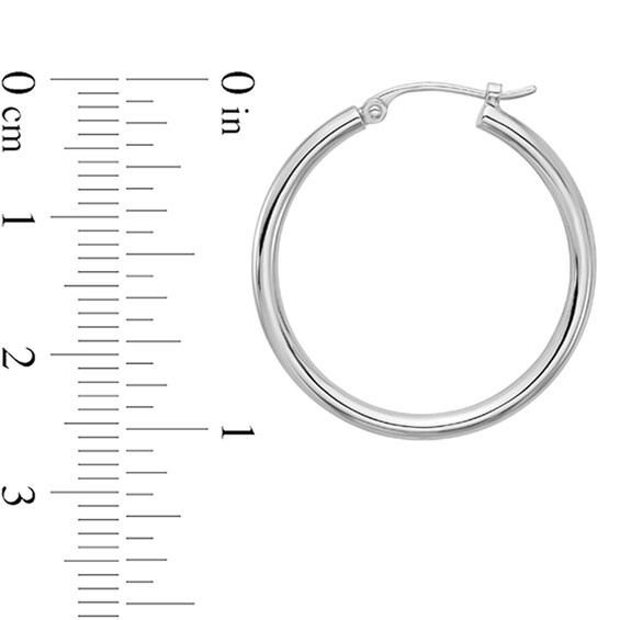 25.0mm Polished Hoop Earrings in Semi-Solid Platinum