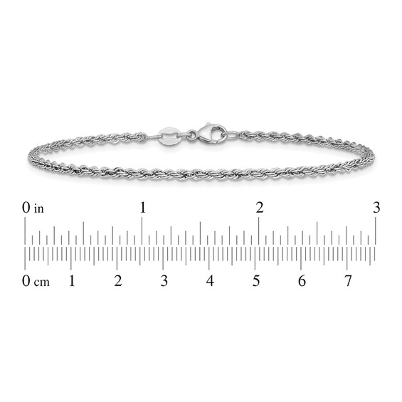 2.2mm Rope Chain Bracelet in Solid Platinum - 7.5"