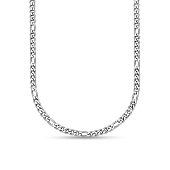 3.2mm Figaro Chain Necklace in Solid Platinum - 24"