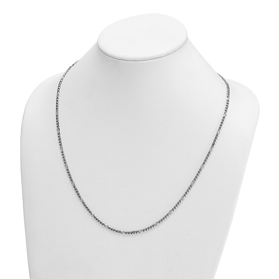 3.2mm Figaro Chain Necklace in Solid Platinum - 24"