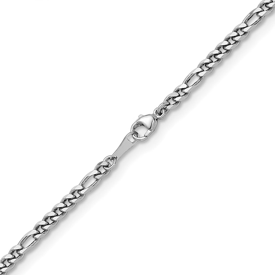 3.2mm Figaro Chain Necklace in Solid Platinum - 24"