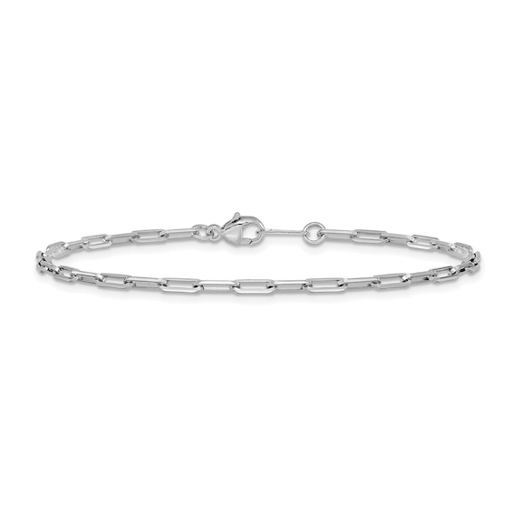 2.3mm Paper Clip Chain Bracelet in Solid Platinum - 7.25"