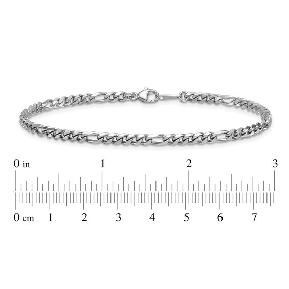 3.2mm Figaro Chain Bracelet in Solid Platinum - 8.0"