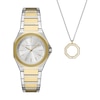 Thumbnail Image 1 of Ladies’ Armani Exchange Andrea Crystal Accent Two-Tone IP Watch and Octagon Pendant Set (Model: AX7161SET)