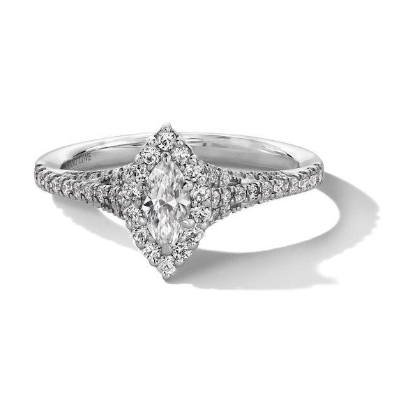 Vera Wang Love Collection 3/4 CT. T.w. Marquise-Cut Diamond Frame Engagement Ring in 14K White Gold