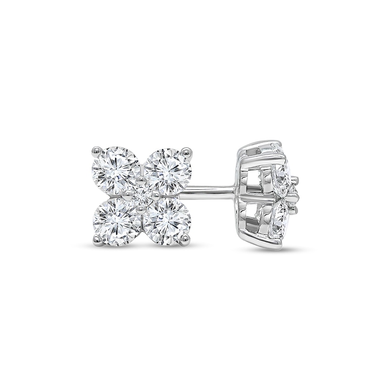 Main Image 1 of 1 CT. T.W. Certified Lab-Grown Diamond Clover Stud Earrings in 10K White Gold (F/VS2)