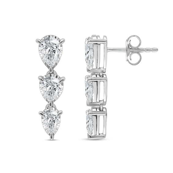 2 CT. T.w. Pear-Shaped Certified Lab-Grown Diamond Graduated Trio Drop Earrings in 10K White Gold (F/Vs2)