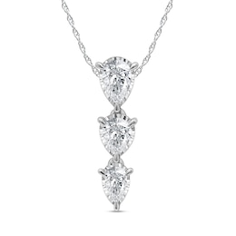 1 CT. T.W. Pear-Shaped Certified Lab-Grown Diamond Graduated Trio Drop Pendant in 10K White Gold (F/VS2)