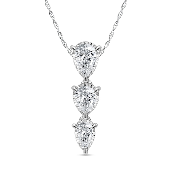 1 CT. T.w. Pear-Shaped Certified Lab-Grown Diamond Graduated Trio Drop Pendant in 10K White Gold (F/Vs2)