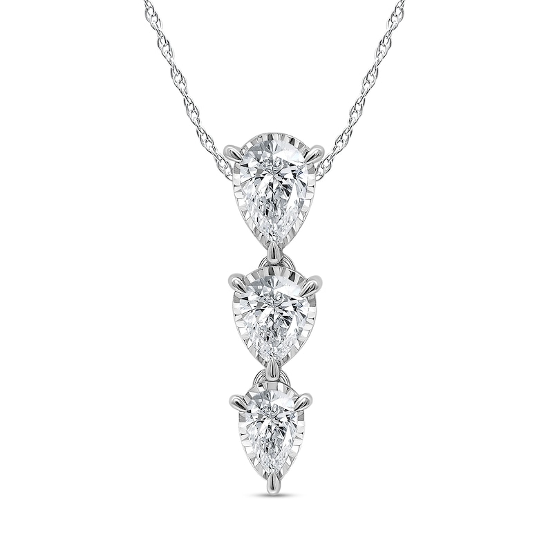 Main Image 1 of 1 CT. T.W. Pear-Shaped Certified Lab-Grown Diamond Graduated Trio Drop Pendant in 10K White Gold (F/VS2)
