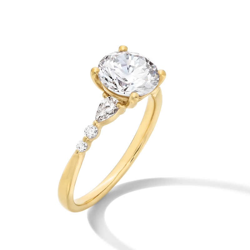 Main Image 3 of 2-1/5 CT. T.W. Pear-Shaped and Round Certified Lab-Grown Diamond Engagement Ring in 14K Gold (F/VS2)
