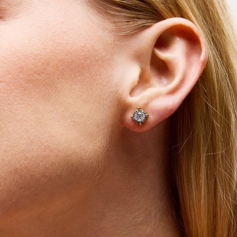 Main Image 2 of 1 CT. T.W. Diamond Miracle Solitaire Stud Earrings in 14K Gold