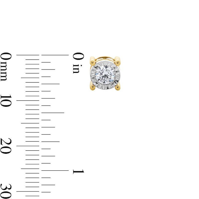 Main Image 3 of 1 CT. T.W. Diamond Miracle Solitaire Stud Earrings in 14K Gold