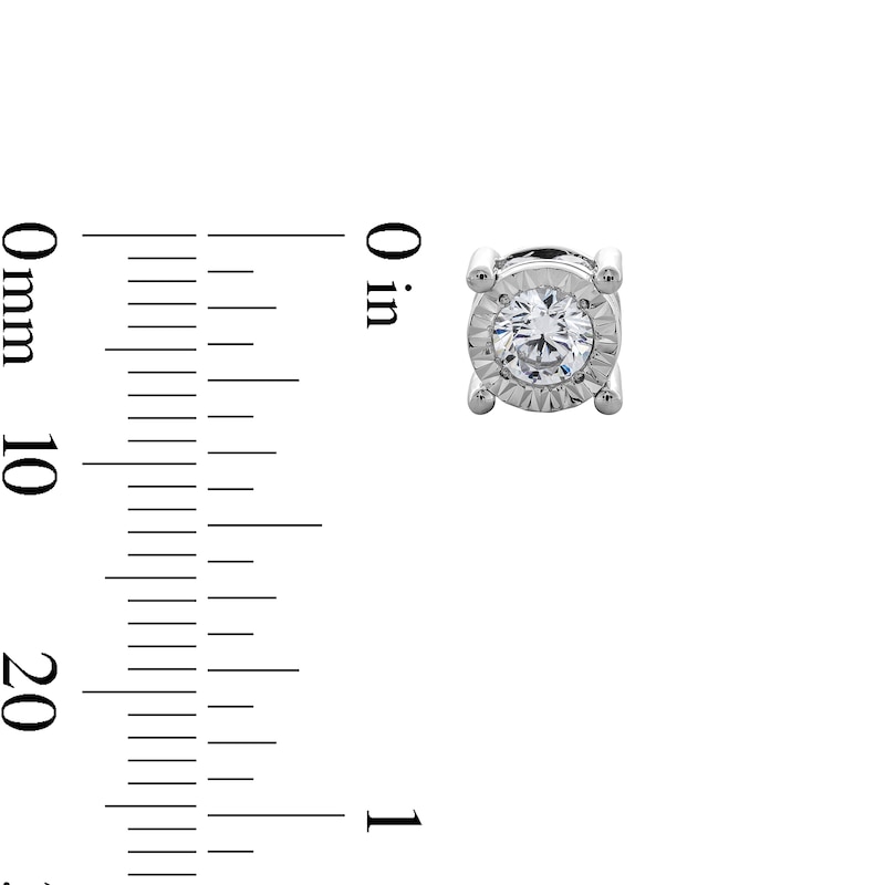 Main Image 3 of 1 CT. T.W. Diamond Miracle Solitaire Stud Earrings in 14K White Gold