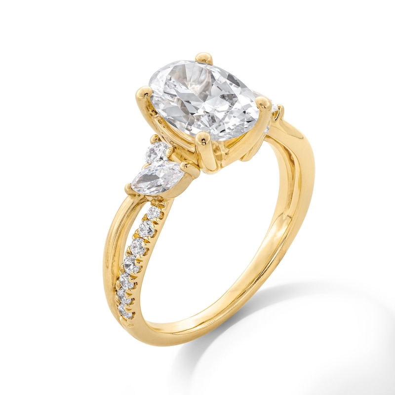 Main Image 3 of 2-3/8 CT. T.W. Oval Certified Lab-Grown Diamond Split Shank Engagement Ring in 14K Gold (F/VS2)