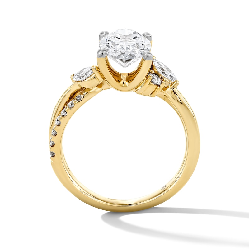 Main Image 4 of 2-3/8 CT. T.W. Oval Certified Lab-Grown Diamond Split Shank Engagement Ring in 14K Gold (F/VS2)