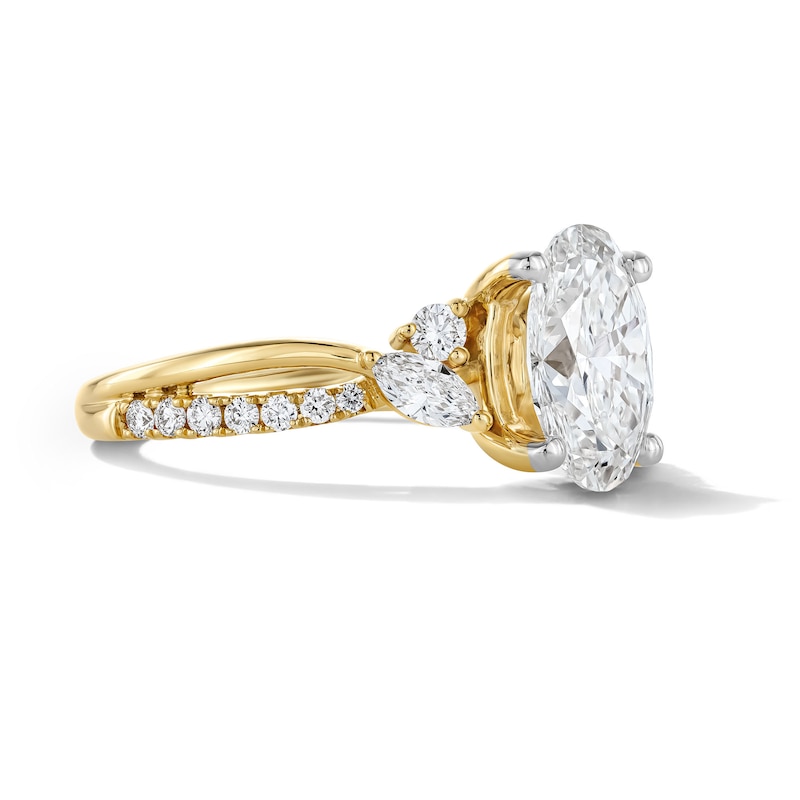 Main Image 5 of 2-3/8 CT. T.W. Oval Certified Lab-Grown Diamond Split Shank Engagement Ring in 14K Gold (F/VS2)