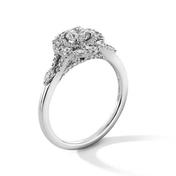 Vera Wang Love Collection 1 CT. T.w. Diamond Double Scallop Frame Engagement Ring in 14K White Gold