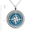 Thumbnail Image 3 of Engravable Blue Enamel Compass Rope-Textured Frame Pendant in Sterling Silver (4 Lines) - 22”