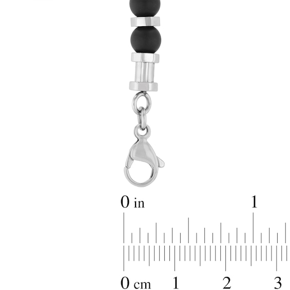 6.25mm Black Onyx Bead Bracelet in Stainless Steel - 8.5â