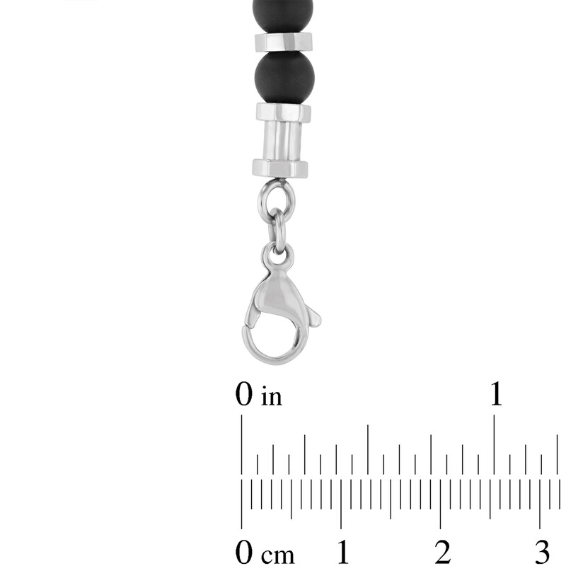 Main Image 4 of 6.25mm Black Onyx Bead Bracelet in Stainless Steel - 8.5”
