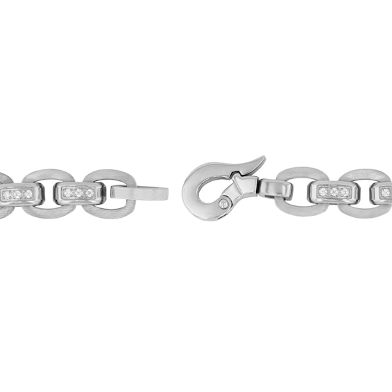 1/2 CT. T.w. Diamond Connector Link Bracelet in Solid Stainless Steel - 8.5â