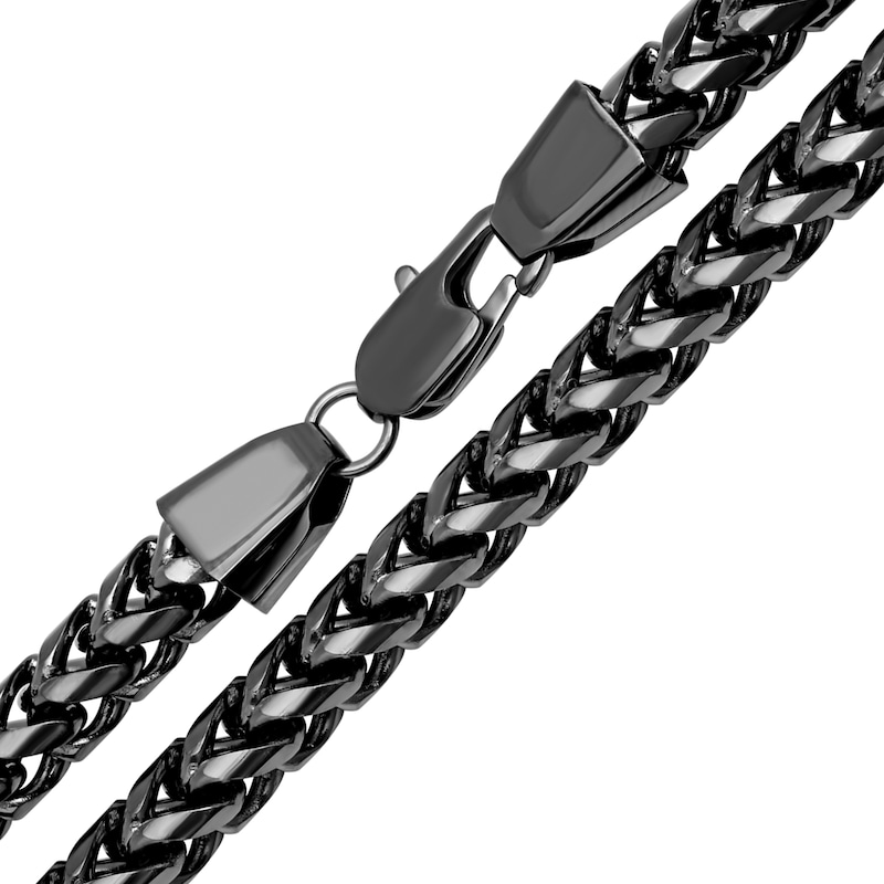 Main Image 2 of 6.25mm Franco Chain Necklace in Solid Stainless Steel with Matte Black Ion Plate - 24"