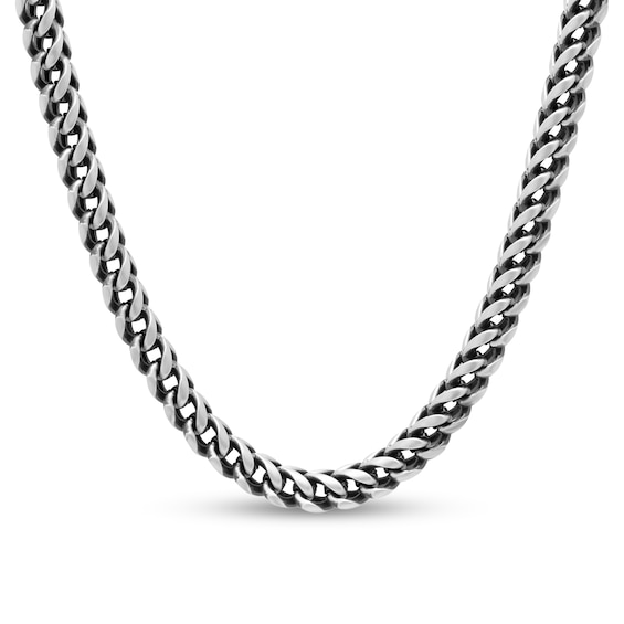 5.5mm Franco Chain Necklace in Solid Stainless Steel with Matte Black Ion Plate - 24"