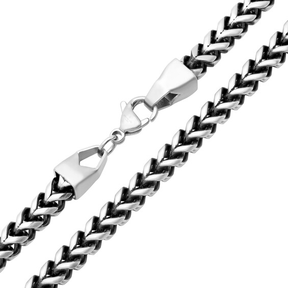 5.5mm Franco Chain Necklace in Solid Stainless Steel with Matte Black Ion Plate - 24"