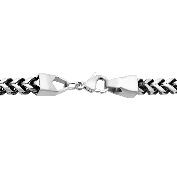 5.5mm Franco Chain Necklace in Solid Stainless Steel with Matte Black Ion Plate - 24"