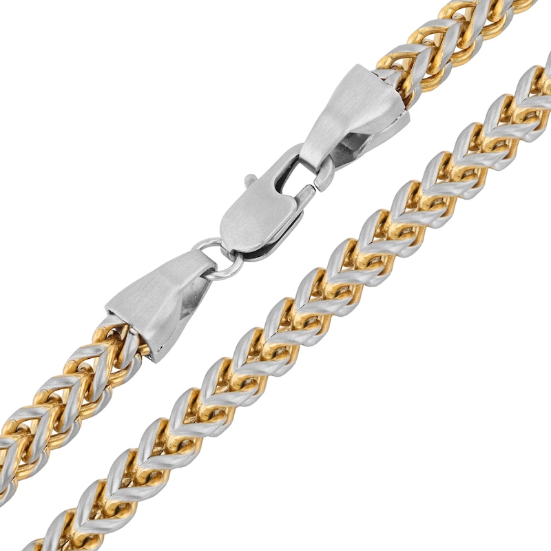 Main Image 2 of 5.25mm Franco Chain Necklace in Solid Stainless Steel and Matte Yellow Ion Plate - 24”
